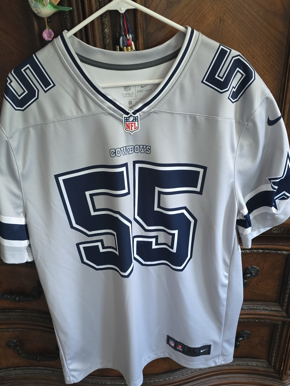 🏈Nike Gray and Navy Dallas Cowboys #55 Men’s Jersey. Dry Fit. Vander Esch
